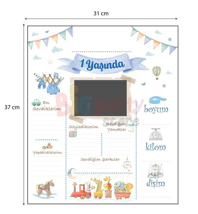 1 YAŞ ERKEK TEMA 5 Lİ MASA PANO SET