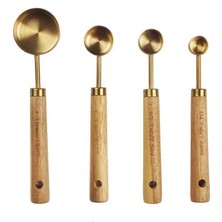 AHŞAP SAPLI GOLD ÖLÇÜ KAŞIK SET 4 LÜ DMR-8864