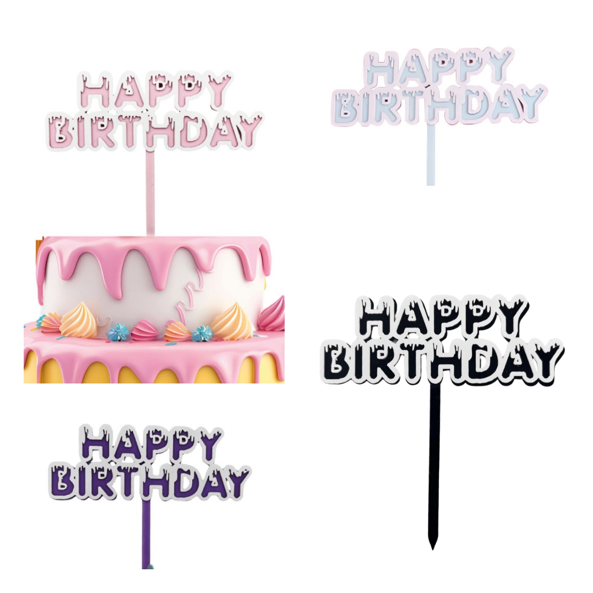 AKRİLİK PASTA ÜSTÜ HAPPY BIRTHDAY ÇUBUK BRS-4196