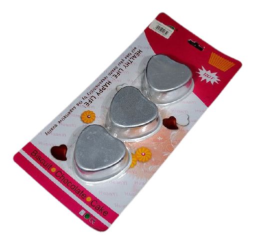 ALÜMİNYUM KALP TARTOLET KALIBI 3 LÜ MT-0030