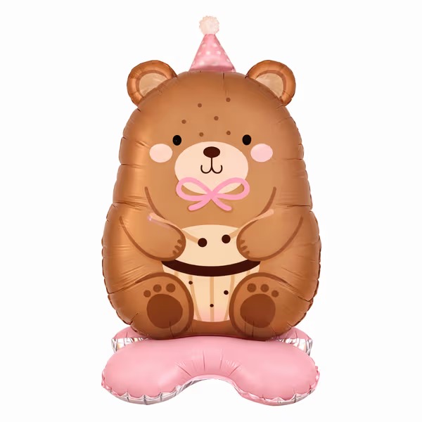 AYAKLI PEMBE AYI FOLYO BALON 1132