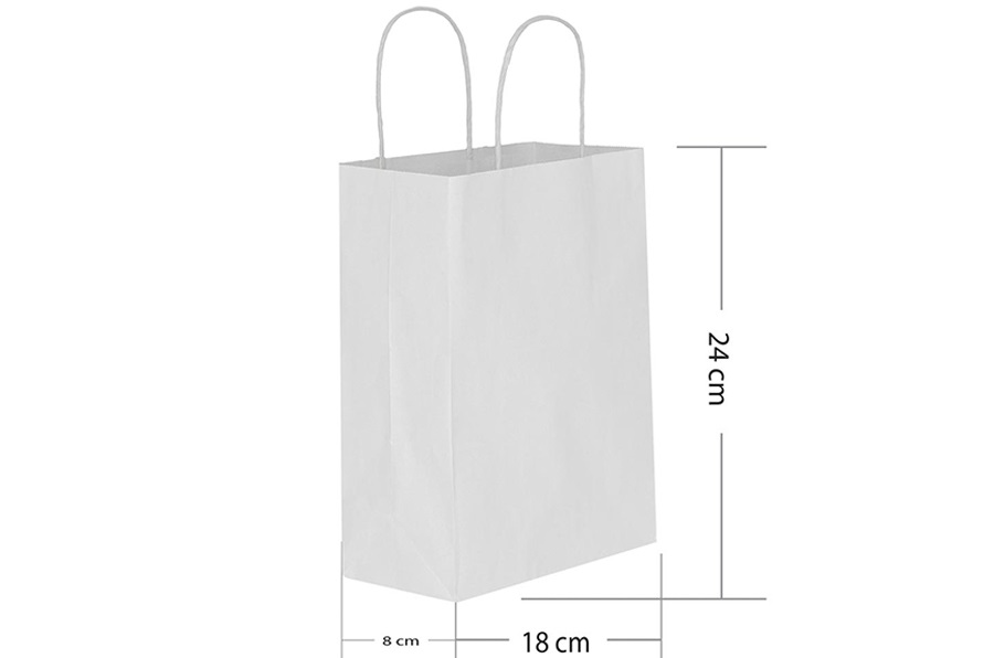 BÜKÜM SAPLI DÜZ RENK KAĞIT ÇANTA 18X24 CM (25 AD)