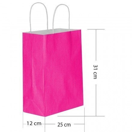 BÜKÜM SAPLI DÜZ RENK KAĞIT ÇANTA 25X31 CM (25 AD)