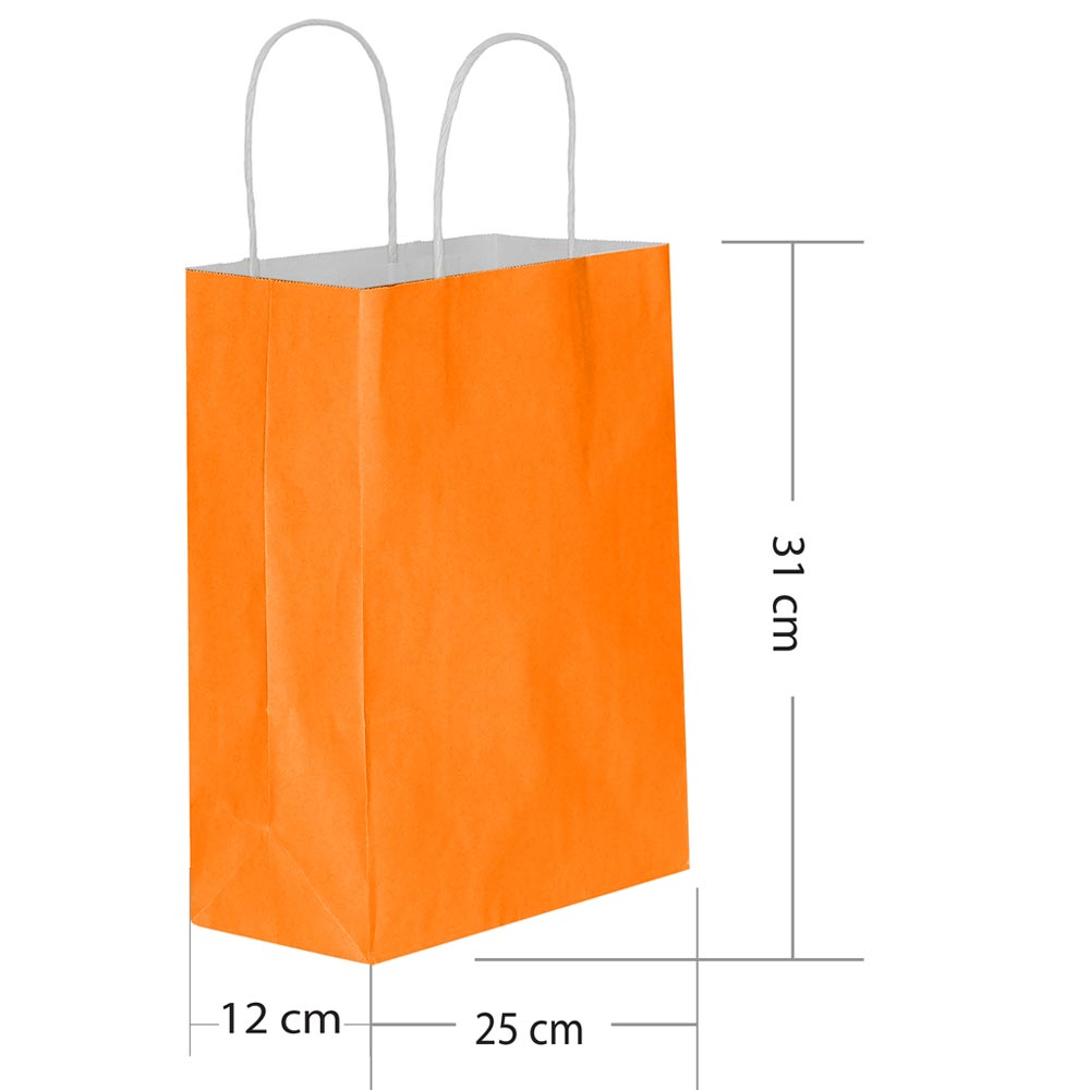 BÜKÜM SAPLI DÜZ RENK KAĞIT ÇANTA 25X31 CM (25 AD)