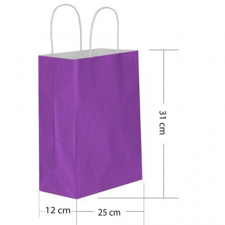 BÜKÜM SAPLI DÜZ RENK KAĞIT ÇANTA 25X31 CM (25 AD)