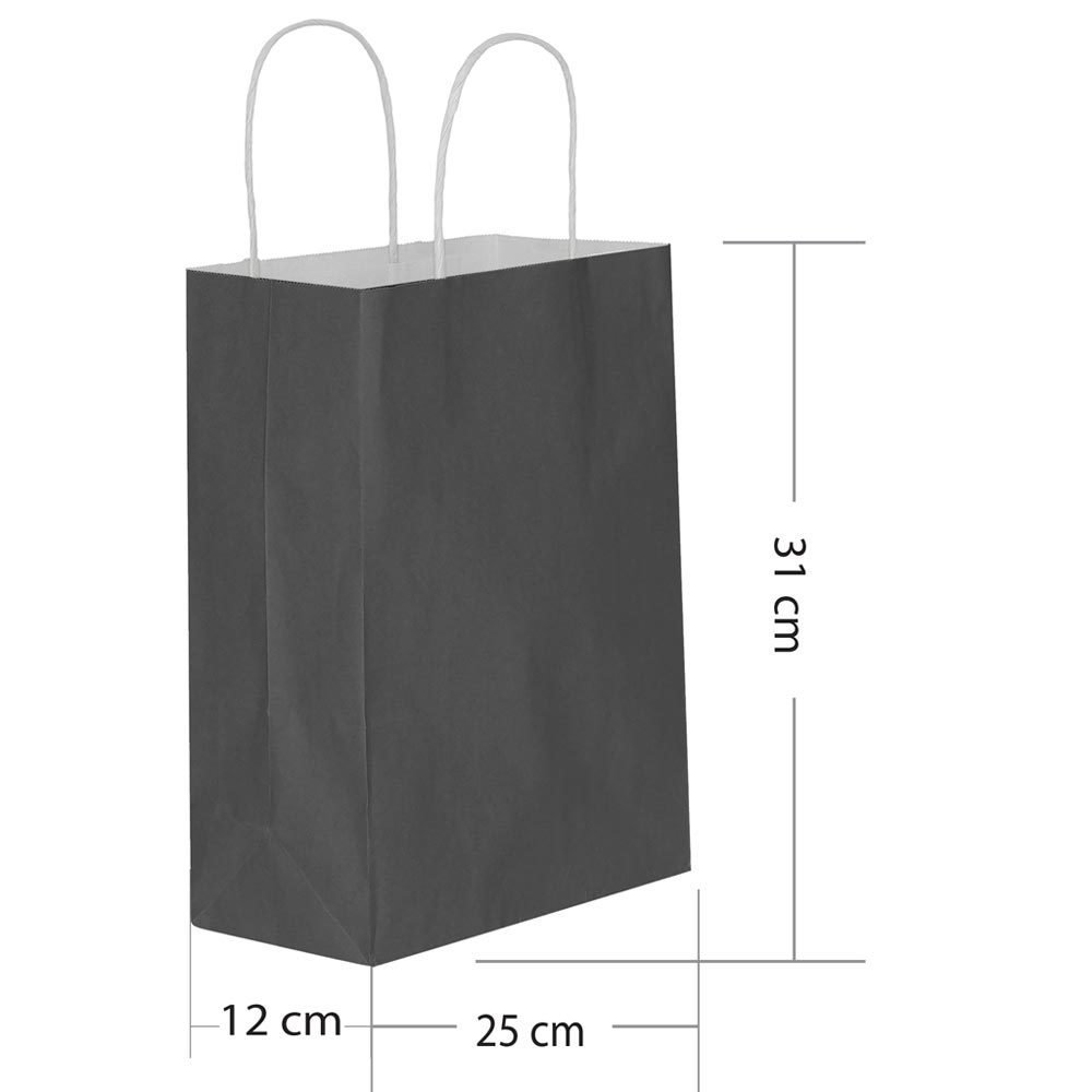 BÜKÜM SAPLI DÜZ RENK KAĞIT ÇANTA 25X31 CM (25 AD)