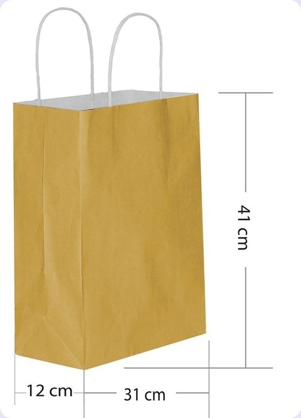 BÜKÜM SAPLI DÜZ RENK KAĞIT ÇANTA 31X41CM (25 AD)
