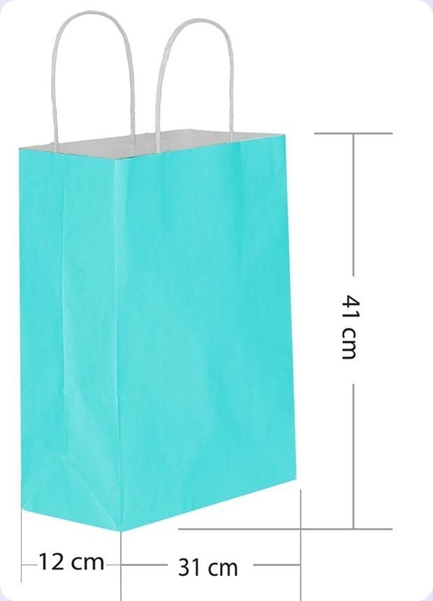 BÜKÜM SAPLI DÜZ RENK KAĞIT ÇANTA 31X41CM (25 AD)