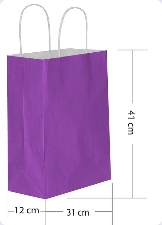 BÜKÜM SAPLI DÜZ RENK KAĞIT ÇANTA 31X41CM (25 AD)