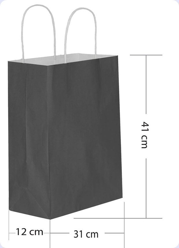 BÜKÜM SAPLI DÜZ RENK KAĞIT ÇANTA 31X41CM (25 AD)