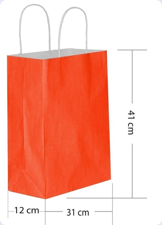 BÜKÜM SAPLI DÜZ RENK KAĞIT ÇANTA 31X41CM (25 AD)
