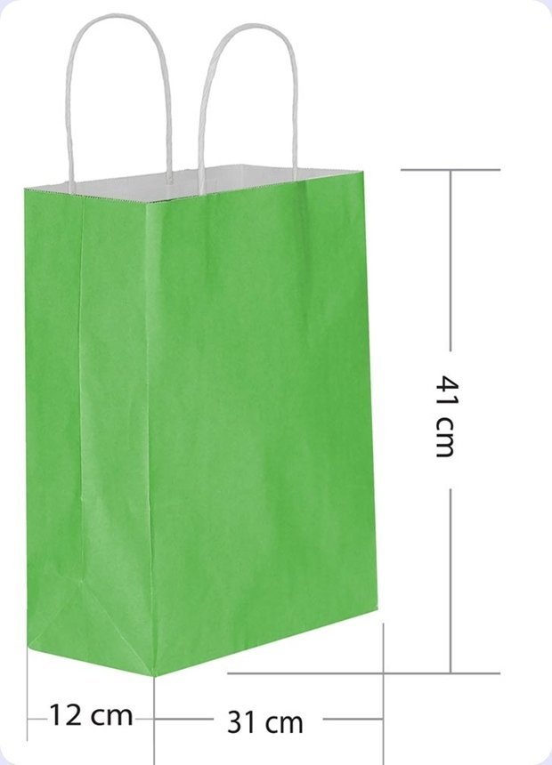 BÜKÜM SAPLI DÜZ RENK KAĞIT ÇANTA 31X41CM (25 AD)