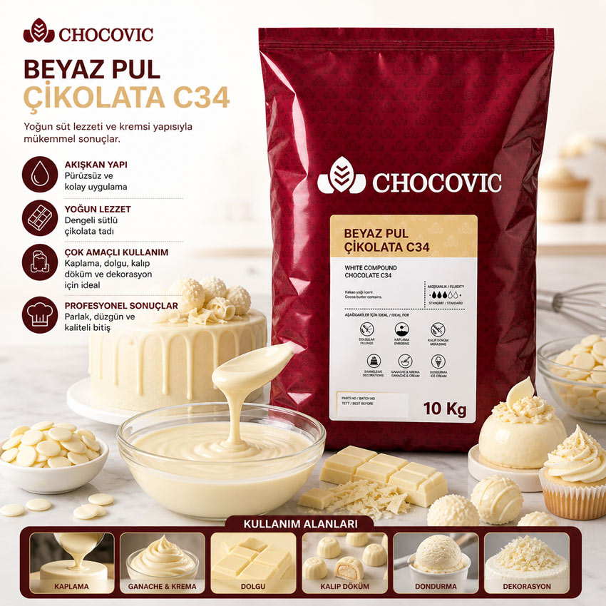 CHOCOVIC BEYAZ PUL KUVERTÜR 1 KG