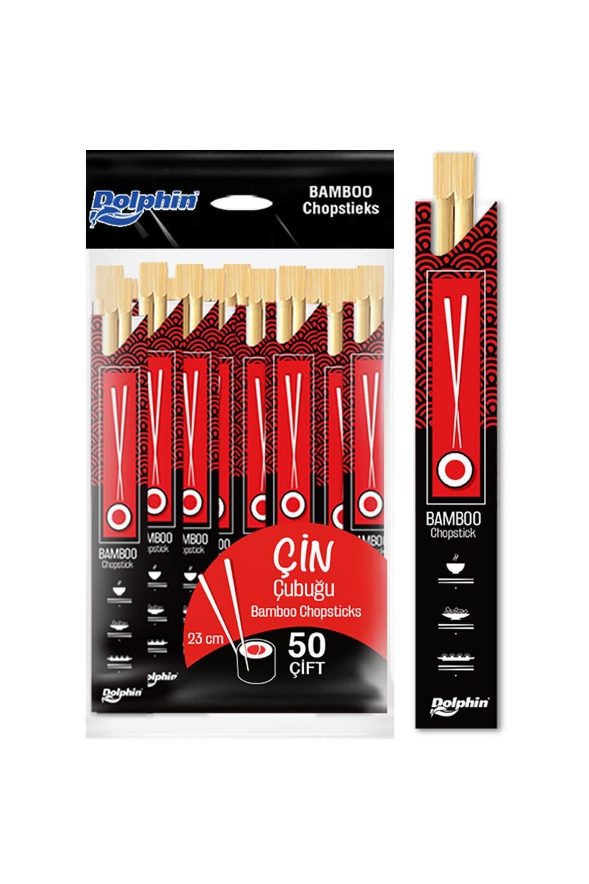 DOLPHIN ÇİN YEMEK ÇUBUĞU (Chopsticks 23 cm)- 50 ÇİFT POŞETLİ