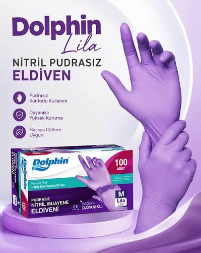 DOLPHİN PUDRASIZ NİTRİL ELDİVEN - LİLA 100 AD
