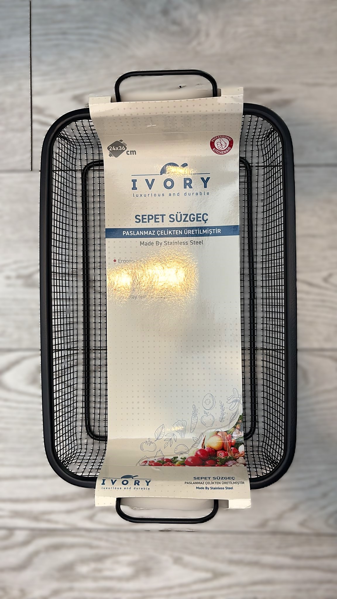 IVORY 24X36 CM KULPLU ÇELİK SEPET SZG411