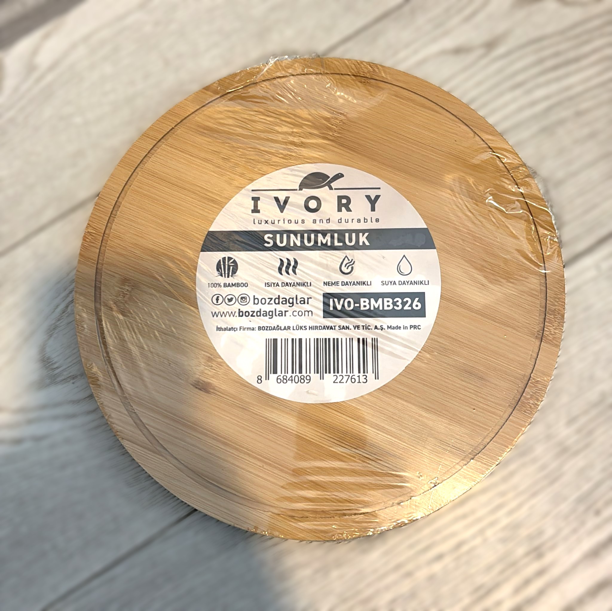 IVORY BÜYÜK BOY 28 CM BAMBU DÖNER SUNUMLUK BMB326