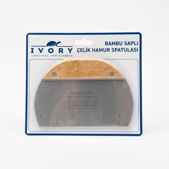 IVORY OVAL AHŞAP SAPLI ÇELİK HAMUR SPATULASI PST269