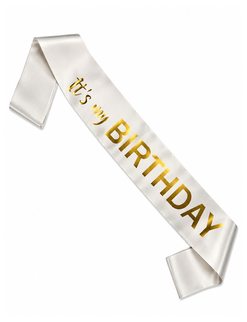 KUŞAK SATEN İTS MY BIRTHDAY BEYAZ BRS-4146