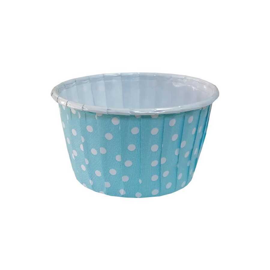 PET KAPSÜL 62x40 MAVİ ÜZERİ BEYAZ PUANTİYE (50 ADET)