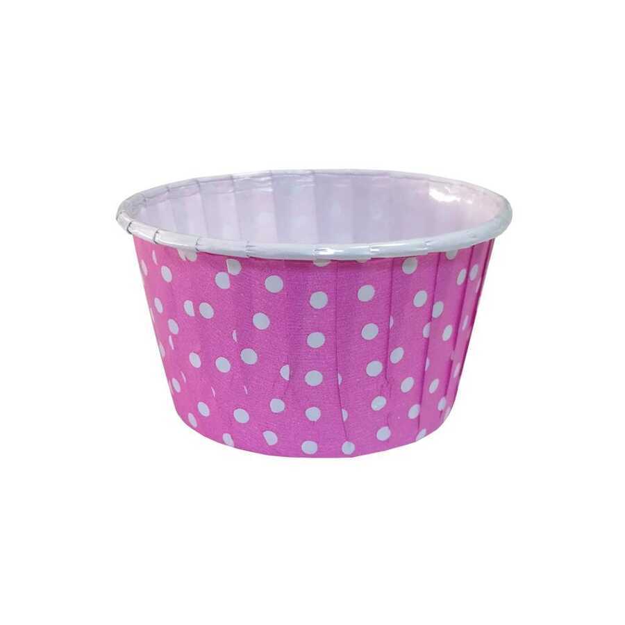 PET KAPSÜL 62x40 PEMBE ÜZERİ BEYAZ PUANTİYE (50 ADET)
