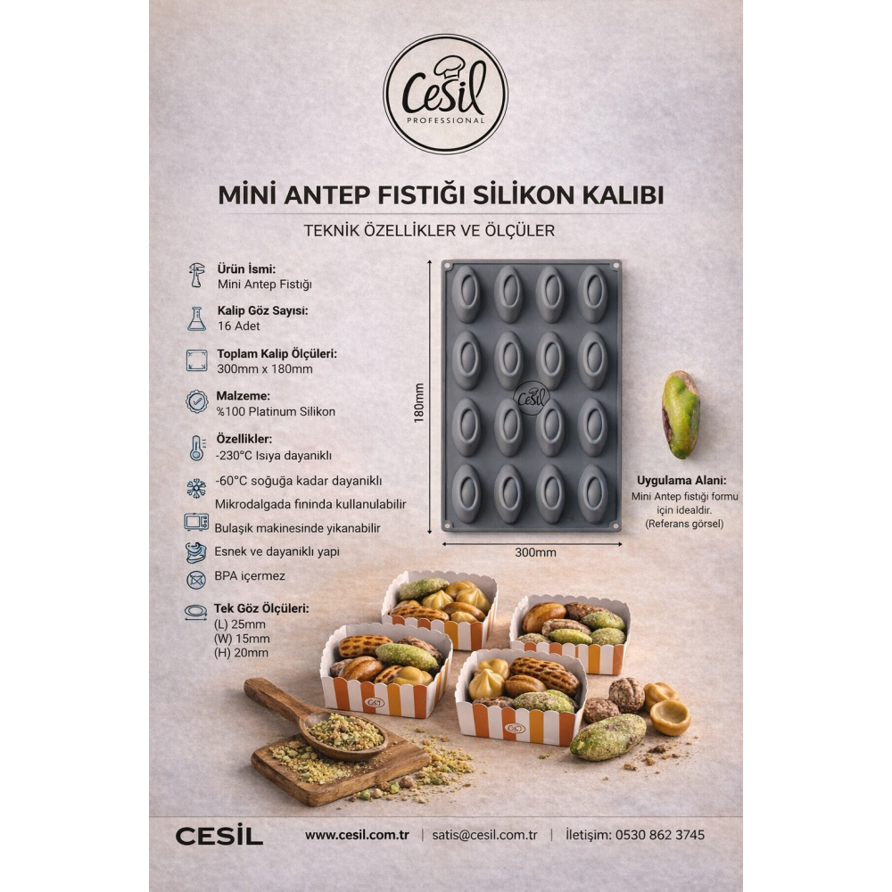 PREMIUM MİNİ ANTEP FISTIĞI SİLİKON KALIP