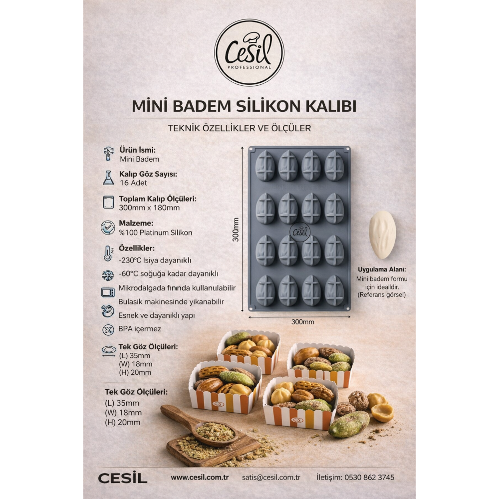 PREMIUM MİNİ BADEM SİLİKON KALIP