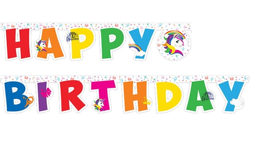 RAINBOW UNICORN HAPPY BIRTHDAY BANNER