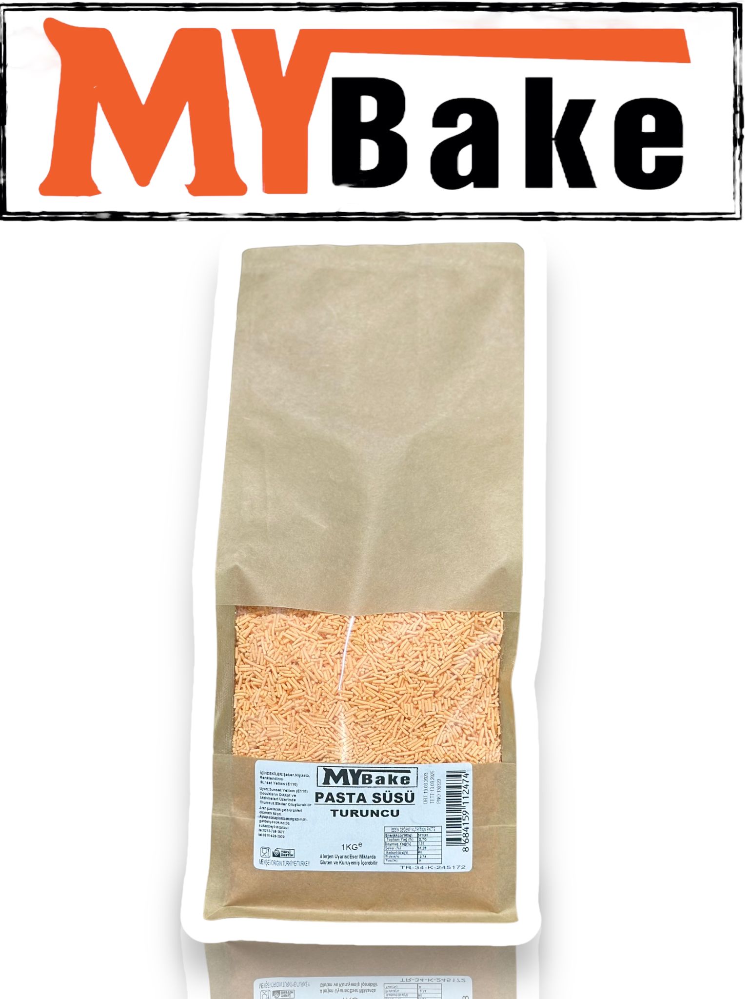 RENKLİ GRANÜL ŞEKER 1KG-TURUNCU