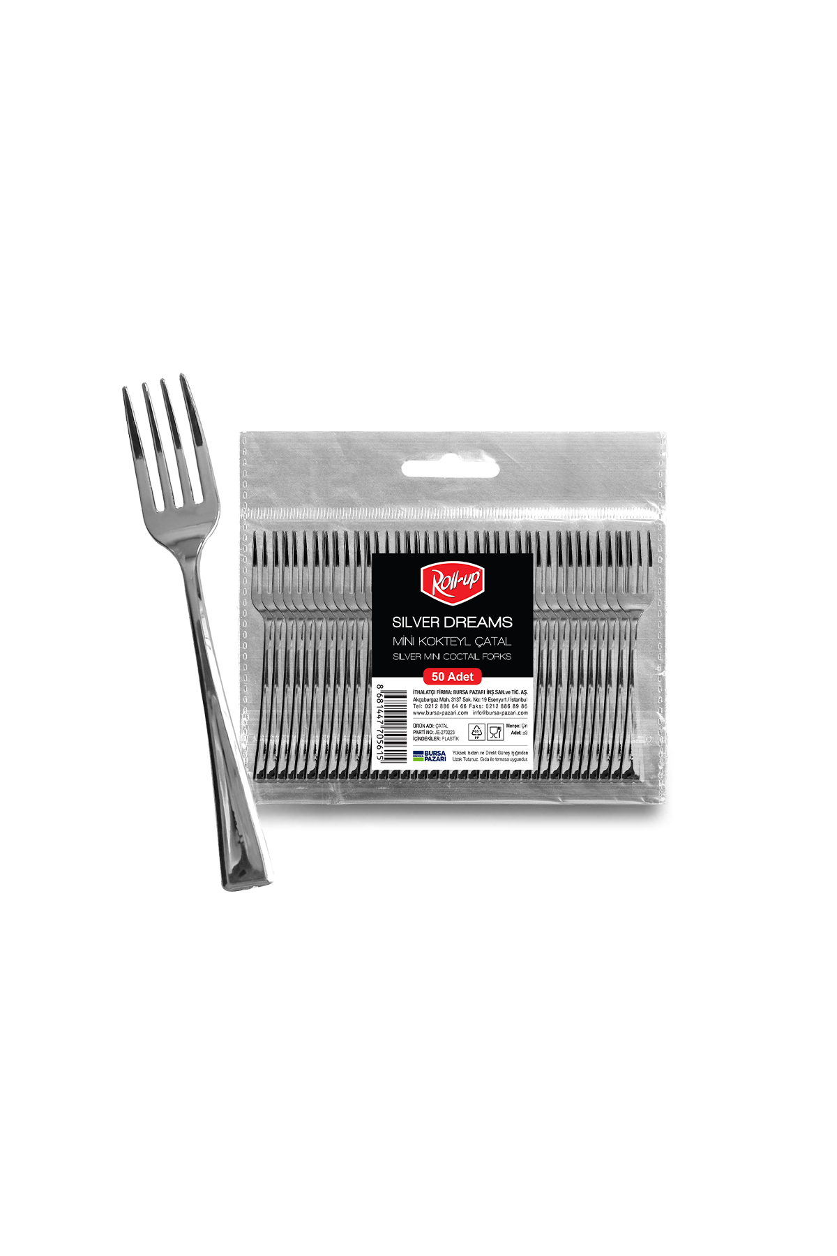 ROLL-UP SİLVER MİNİ ÇATAL 50 ADET