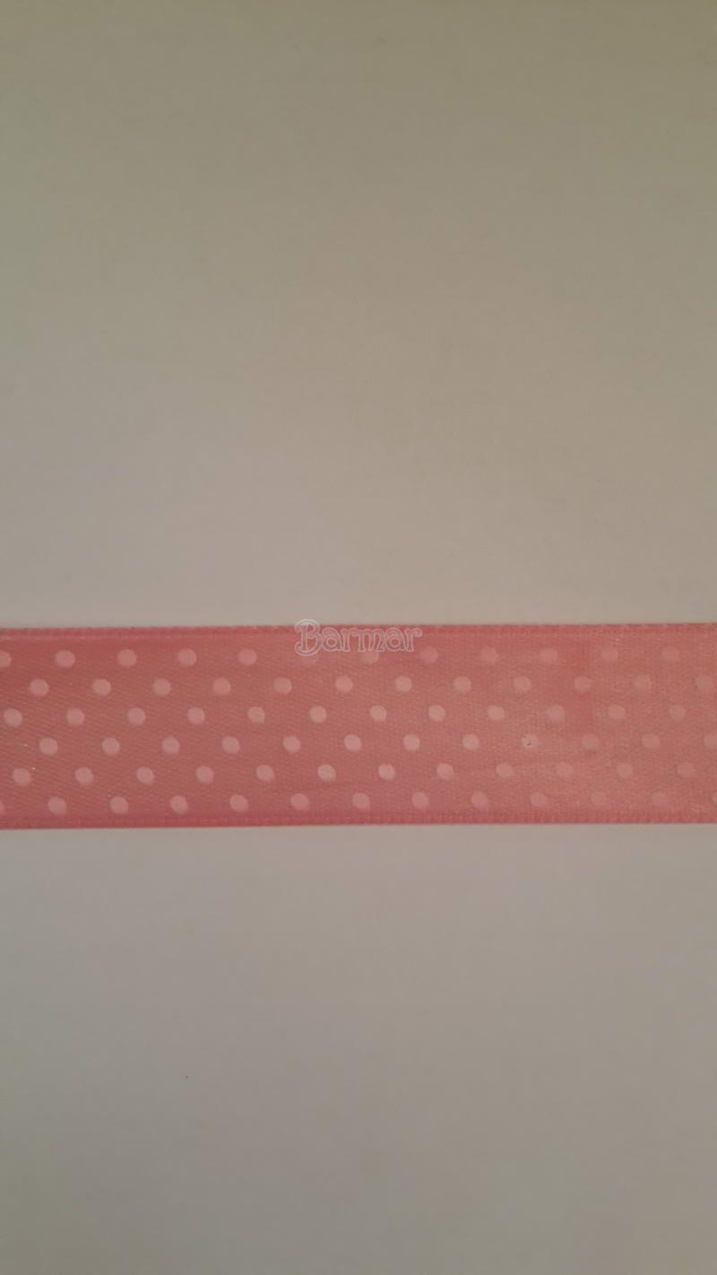 SATEN PUANTİYELİ PEMBE KURDELE 2 CM X 20 MT